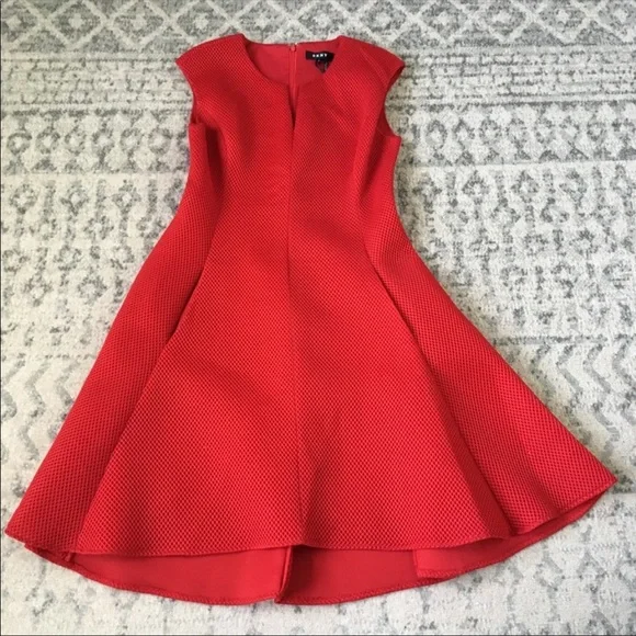 dkny fit and flare dress Puff Sleeve V Neck Fit & Flare Dress | Fit and Flare
